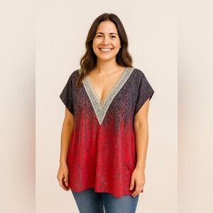 Women’s Red and Blue Top Size XL